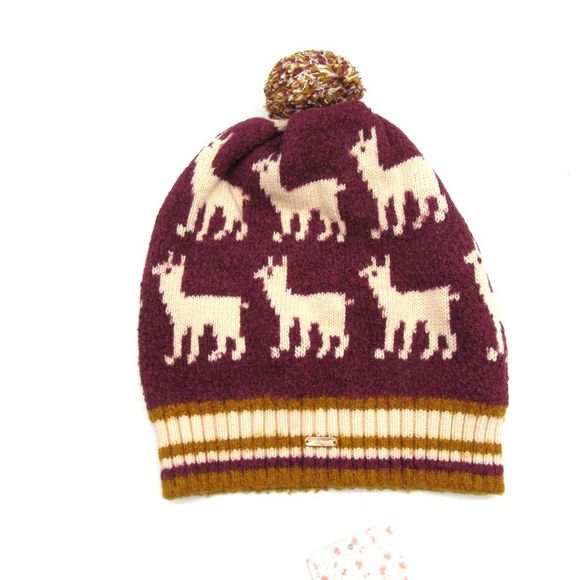Free People Women's Alpaca My Bags Pom Beanie Cranberry Sz O/S - Picture 2 of 6